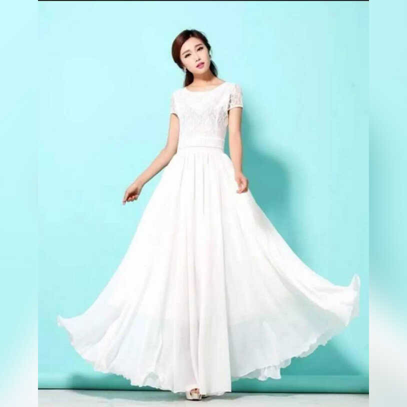 White Long Evening Maxi Dress For Women`s