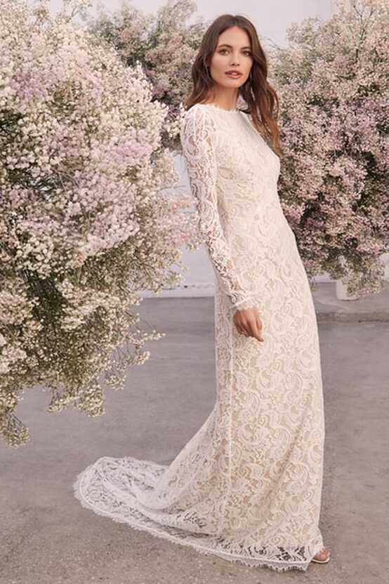 White Maxi Dress - Lace Maxi Dress - Long Sleeve Maxi Dress - Lulus