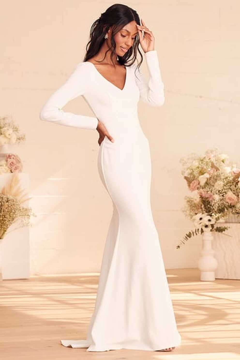 White Maxi Dress - Long Sleeve Dress - Mermaid Maxi Dress - Lulus