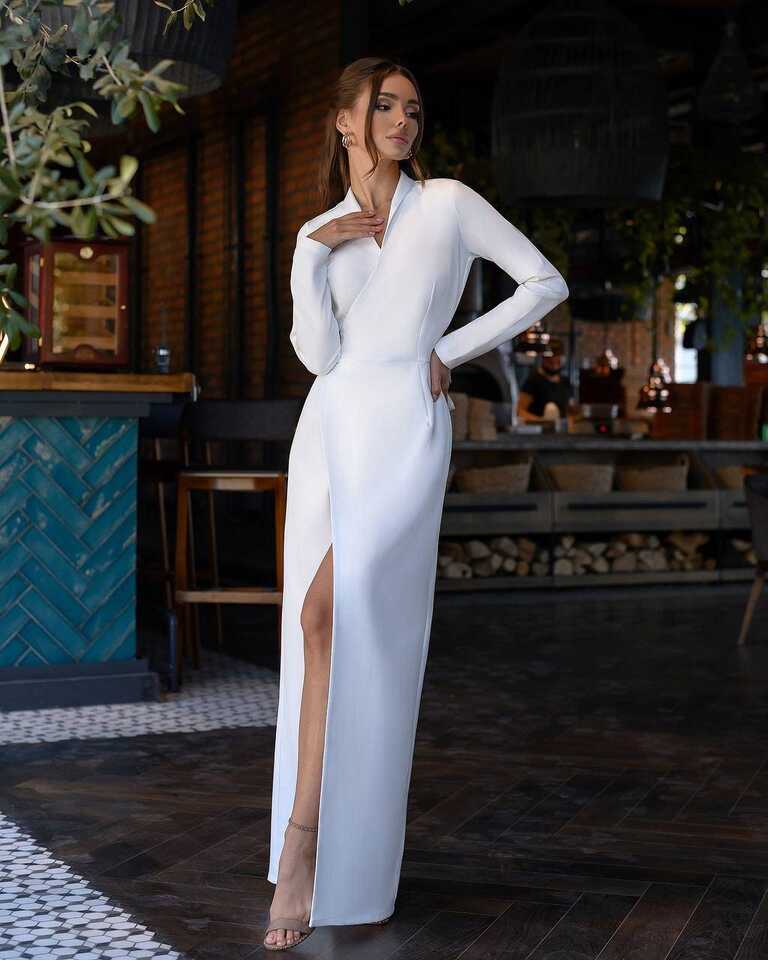 White Maxi Wrap Dress, Long Sleeve Maxi Dress With V-neck, Special ...