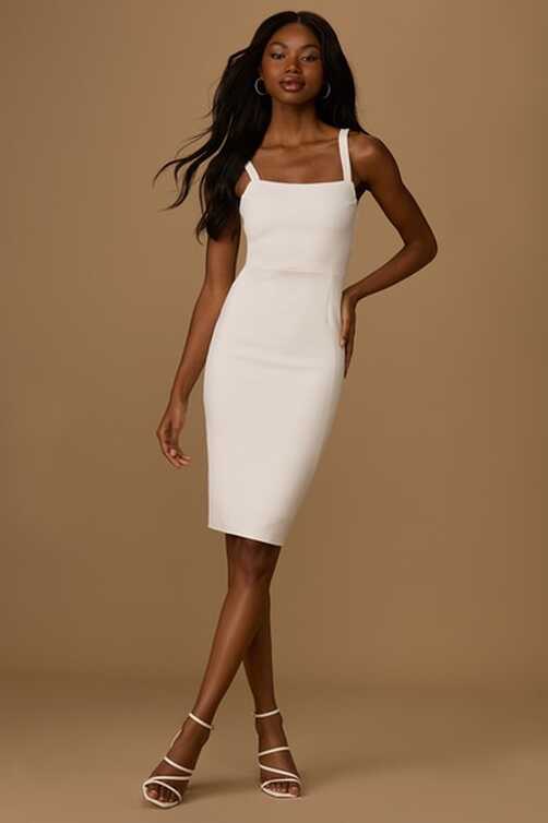 White Midi Dress - Bodycon Midi Dress - Sleeveless Bodycon Dress ...