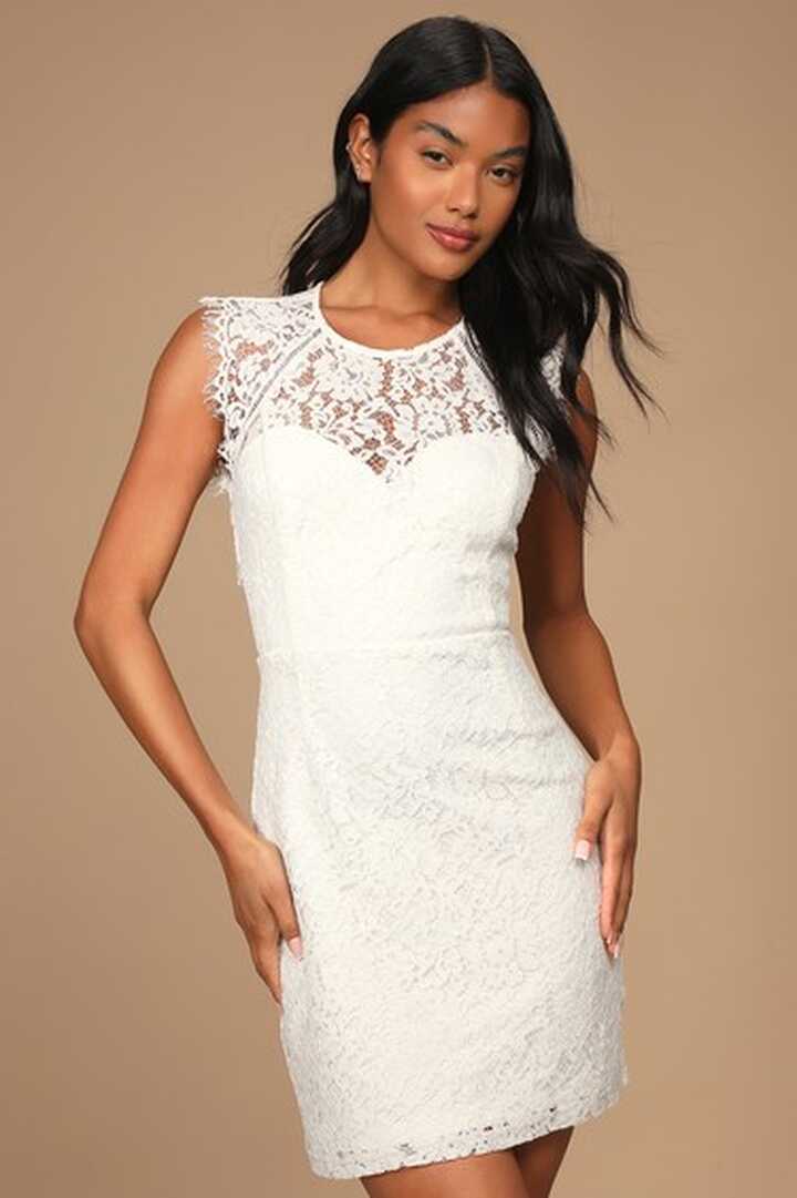 White Mini Dress - Eyelash Lace Dress - Backless Bodycon Dress - Lulus