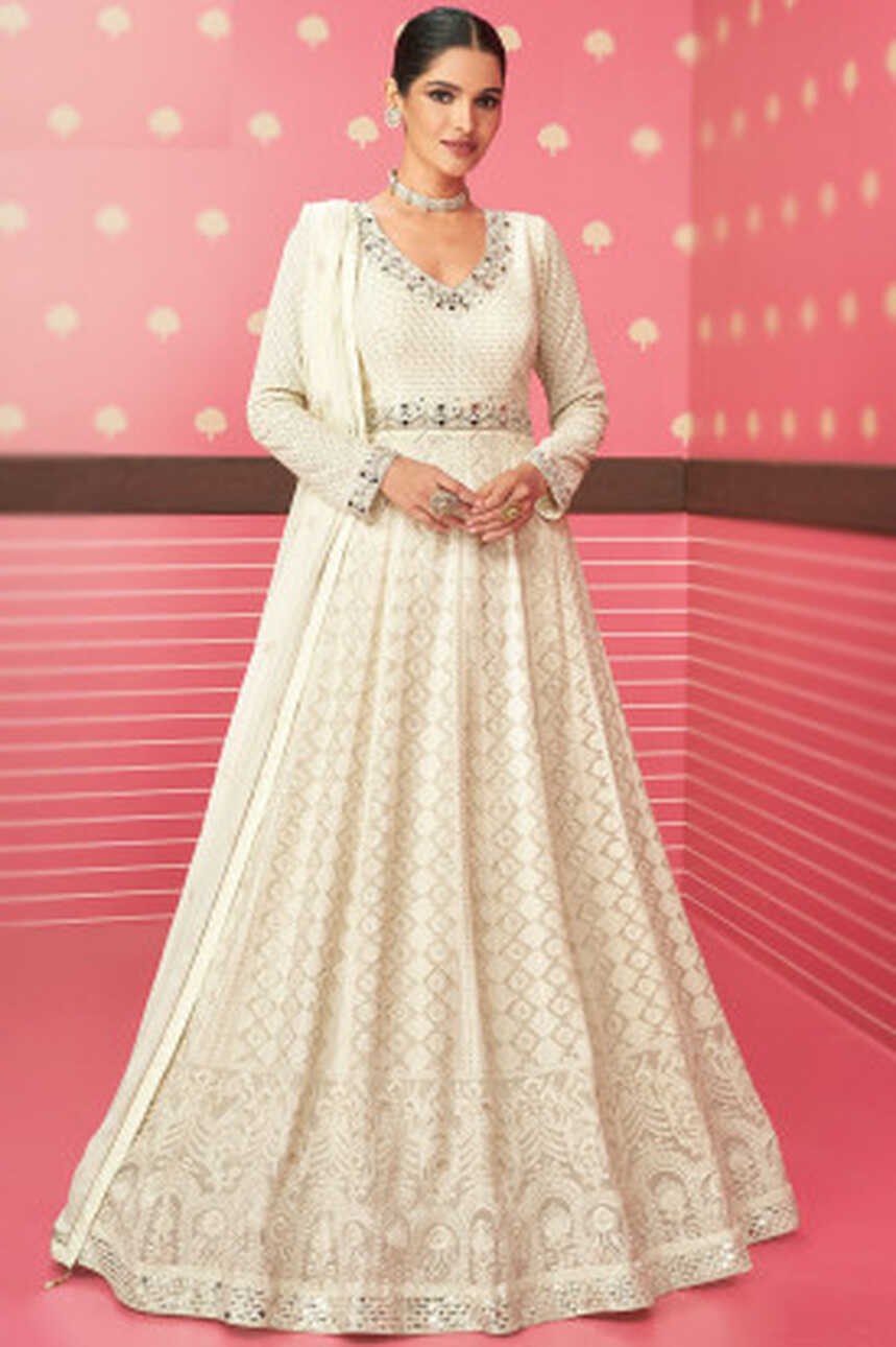 White Plus Size Anarkali Dresses: Buy White Plus Size Anarkali ...