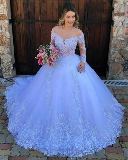 White Princess Ball Gown Wedding Dress – HER SHOP