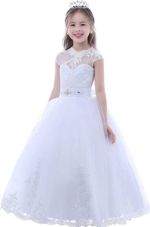 White Princess Flower Girl Dress for First Communion Turkey | Ubuy