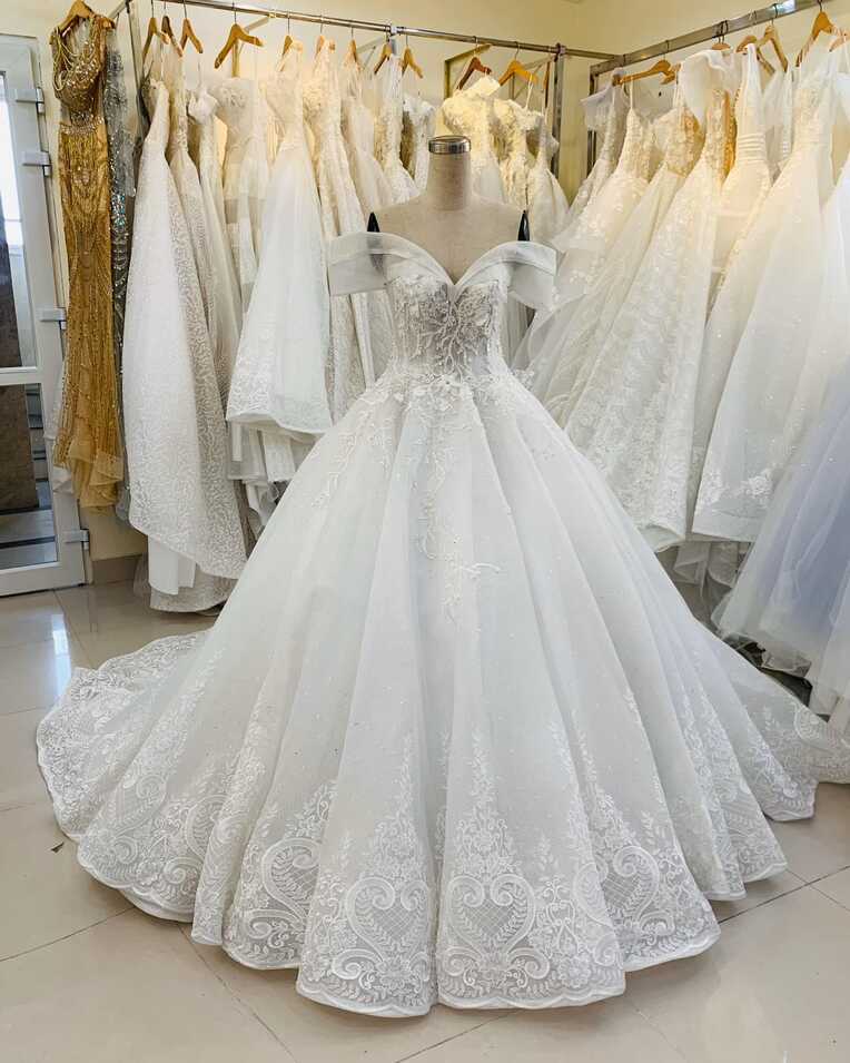 White Princess Wedding Dress off the Shoulder, Made to Order ...