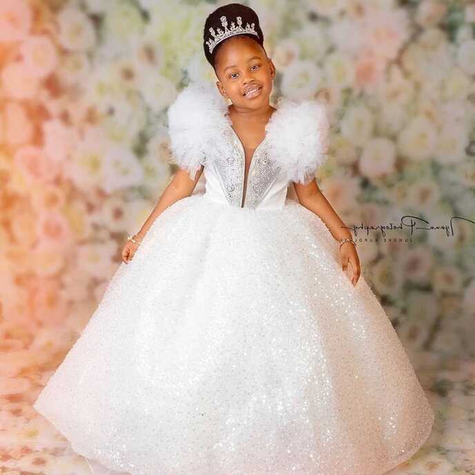 White Sequined Ball Gown Flower Girls Dresses for Wedding Girl ...