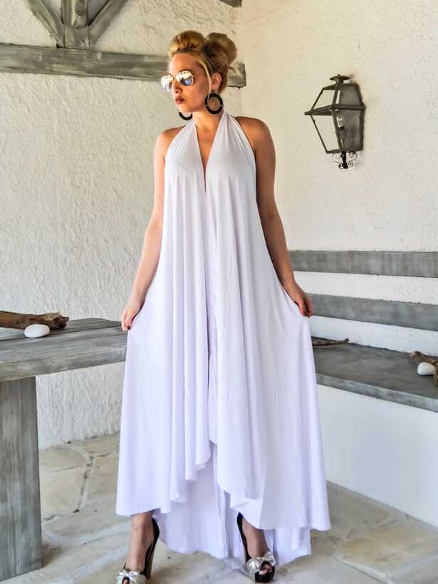 White Summer Maxi Dress / White Kaftan / Asymmetric Plus Size ...