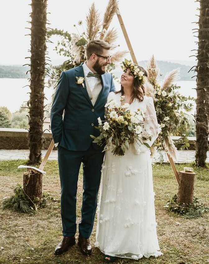 White Wedding Dress With Flowers Detail - Rock My Wedding