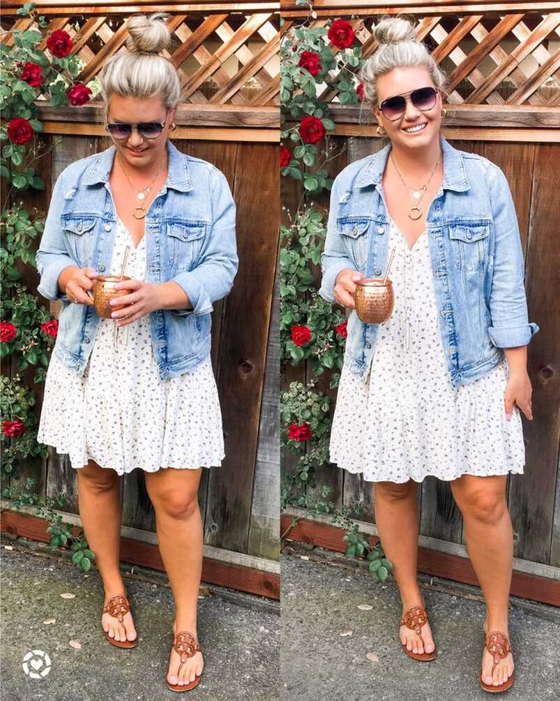 White dress and denim jacket