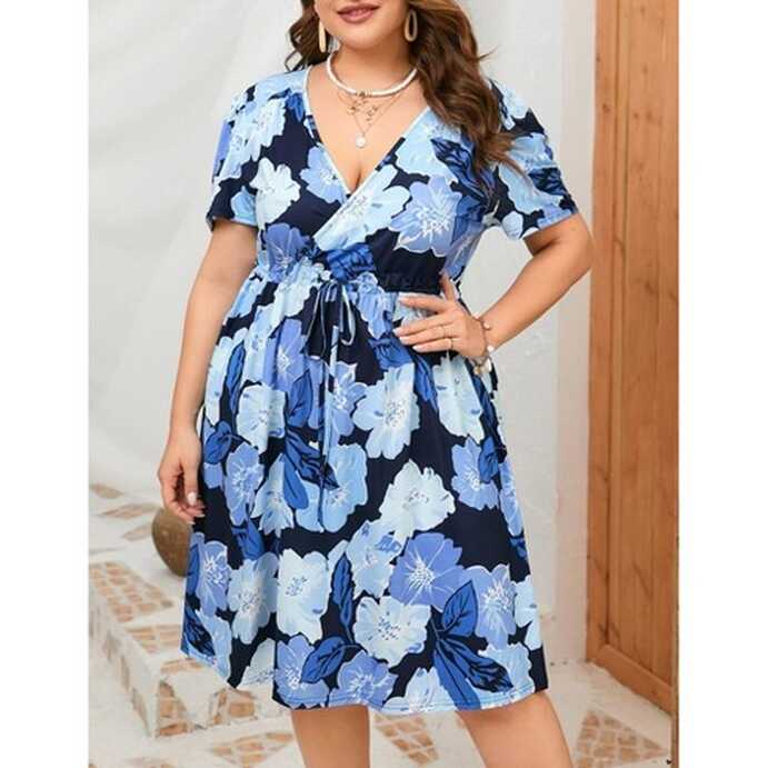 Whizmax Women&#39;s Plus Size Summer Dresses Floral For Women V Neck ...