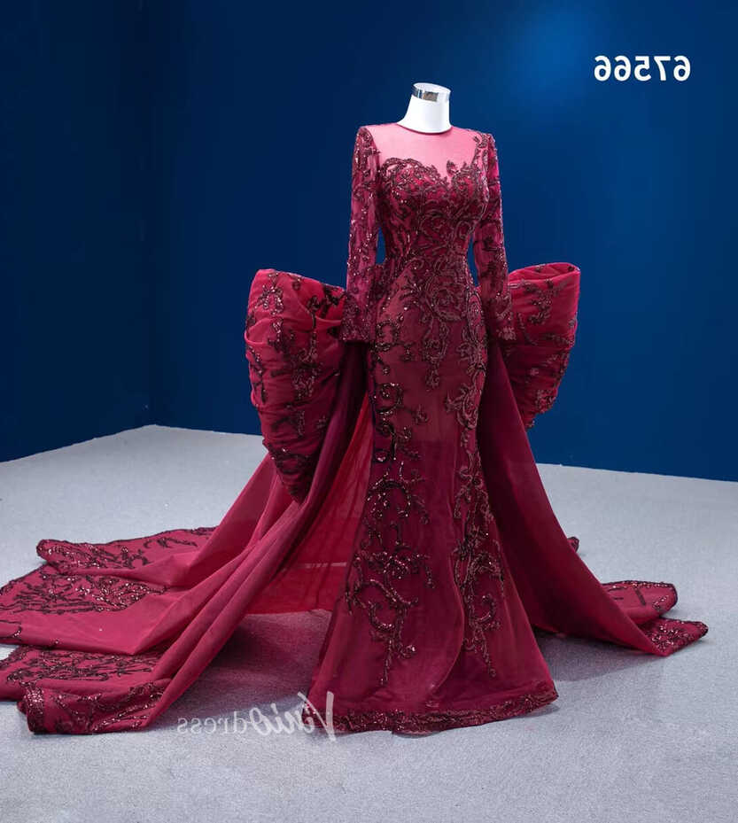 Wine Red Mermaid Wedding Gown Convertible Pageant Dresses ...