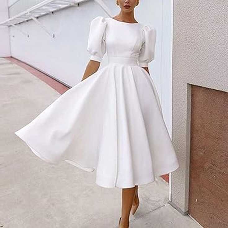 Winter Dresses Women&#39;s Knee-Length Women&#39;s Party Elegant White ...