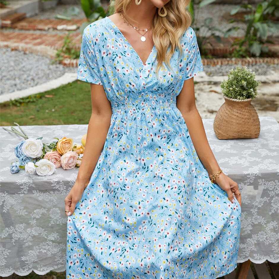 Winter Formal Dresses for Women Short Summer Small Floral Print ...