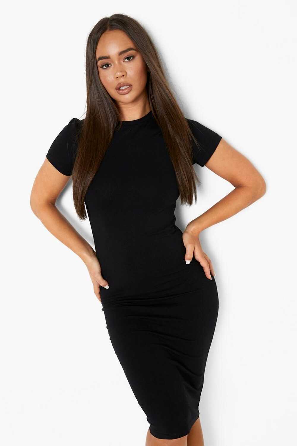 Women&#39;s Basics Cap Sleeve Jersey Bodycon Midi Dress | Boohoo UK