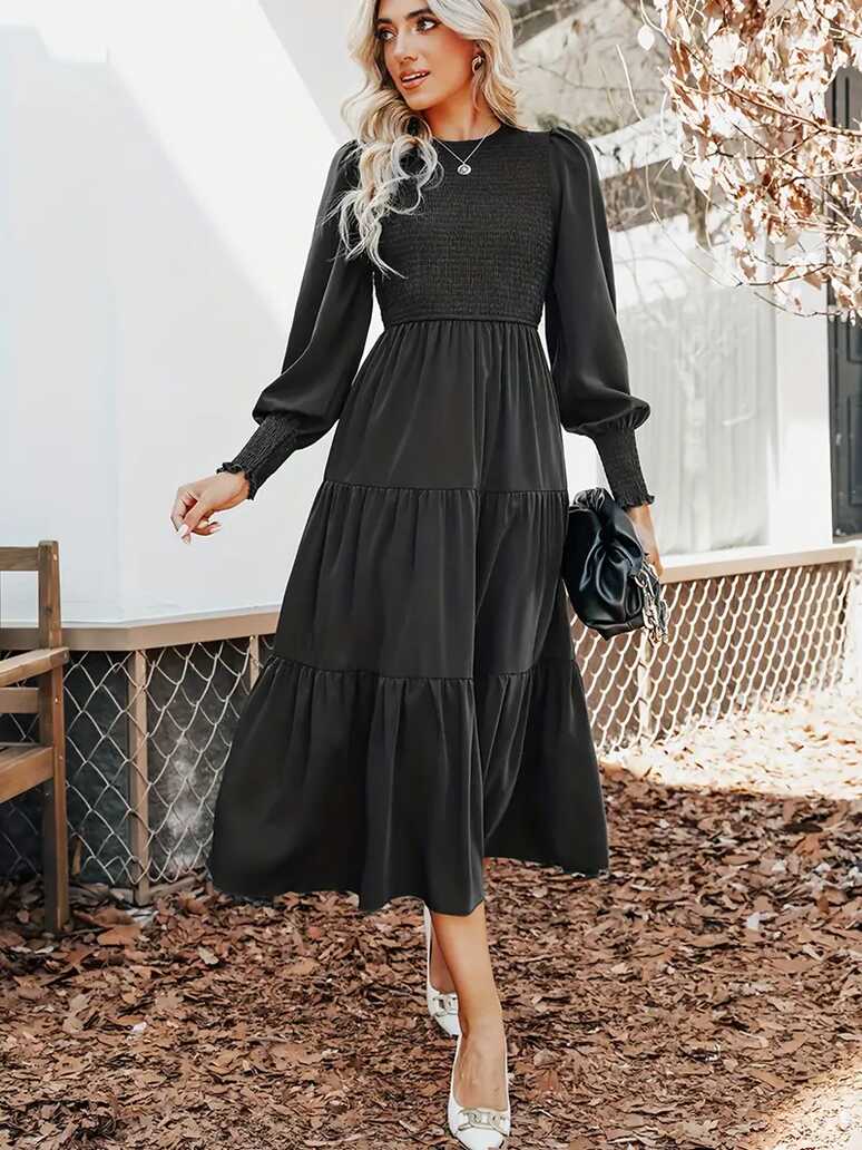 Women&#39;s Casual Dresses Long Sleeve Loose Tiered Flowy Fall - Temu