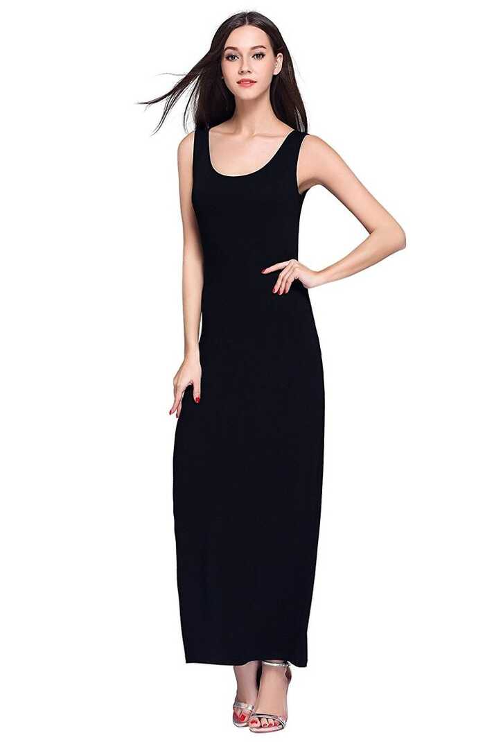 Women&#39;s Casual Sleeveless Tank Top Long Maxi Dress - Black ...