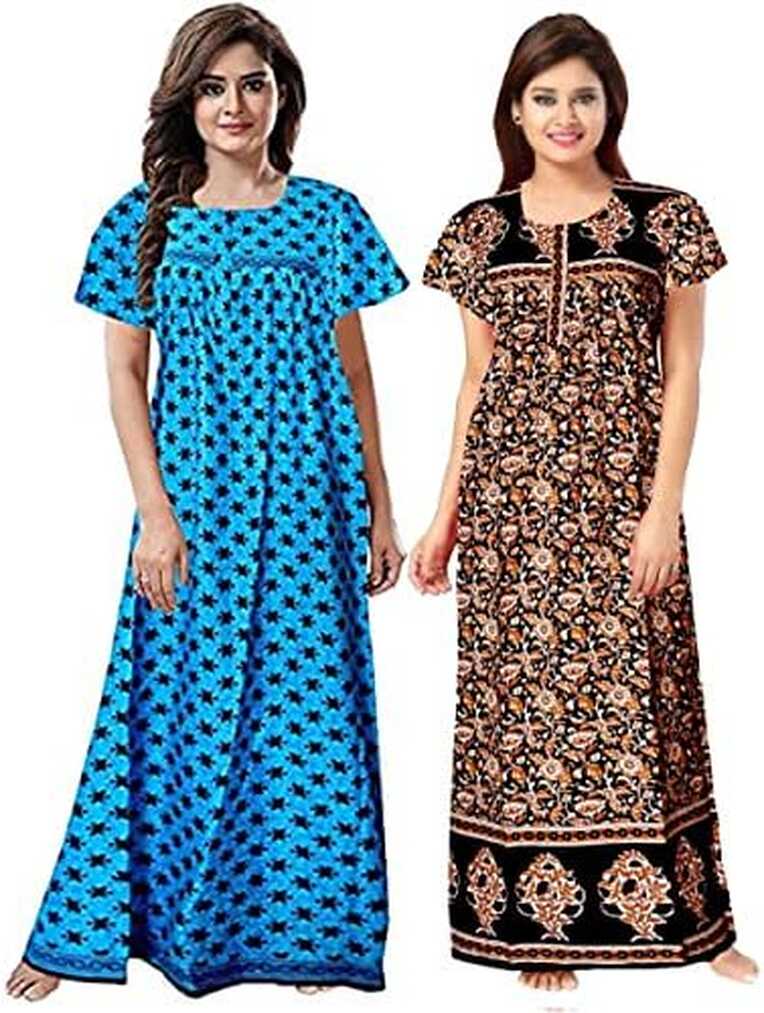 Women&#39;s Cotton maxi nighty for women sleepwear Indian (Combo Pack ...