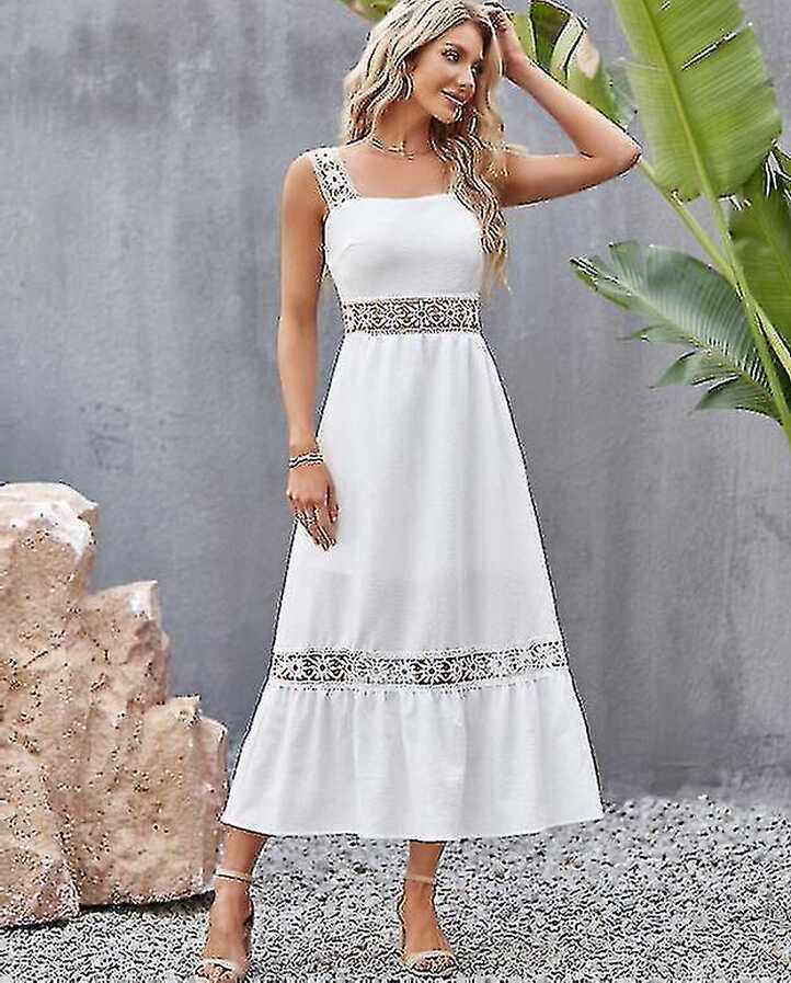 Women&#39;s Dress Halter Neck Smocked Casual Long Flowy Boho Dresses ...