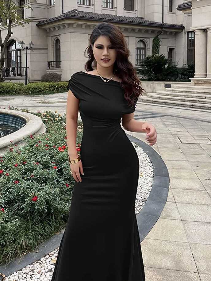 Women&#39;s Elegant Sleeveless off Shoulder Bodycon Long Formal Party ...