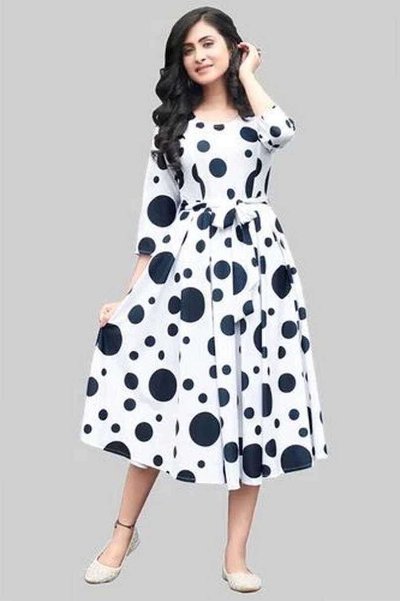 Women&#39;s Fit And Flared Fancy Western Cotton Ankle Length Dress at ...