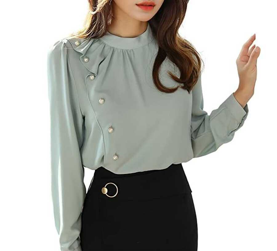 Women&#39;s High Neck Full Sleeve Casual Top