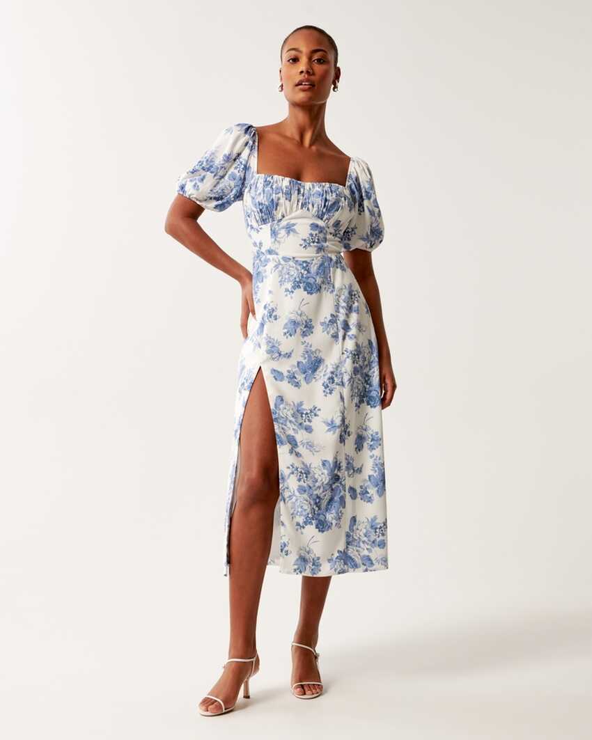 Women&#39;s Puff Sleeve Midi Dress | Women&#39;s Clearance | Abercrombie.com