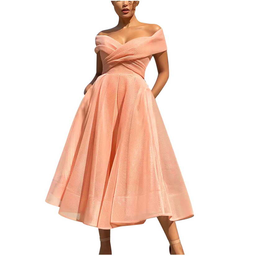 Women&#39;s Puffy Prom Dresses Off Shoulder Crossover V Neck Tulle ...