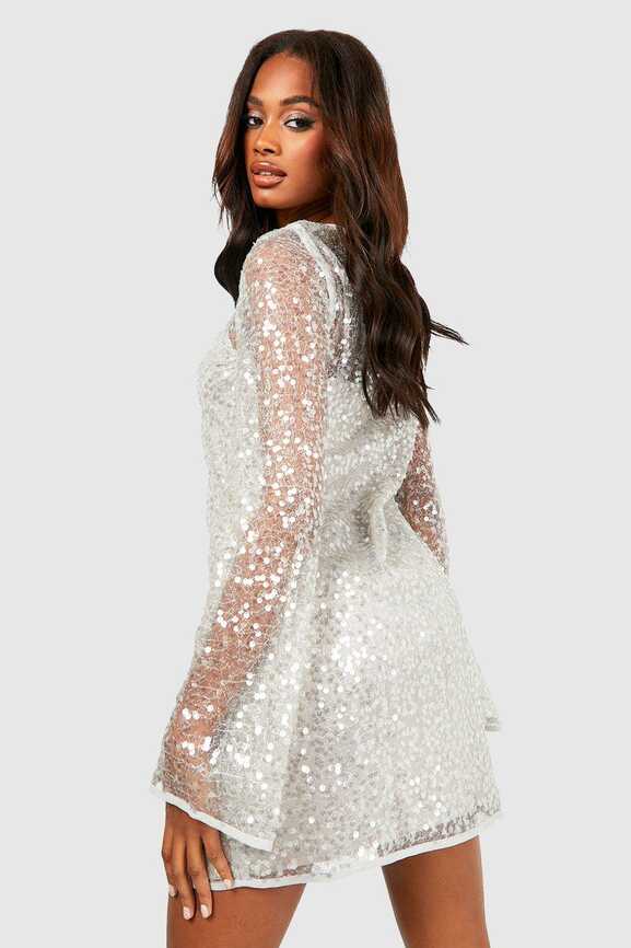 Women&#39;s Sequin Sheer Shift Party Dress | Boohoo UK