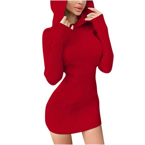 Women&#39;s Sexy Bodycon Cocktail Party Sweater Dress Hooded Knit ...