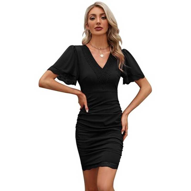 Women&#39;s Short Mini Wrap Dress V Neck Short Sleeve Bodycon Dresses ...