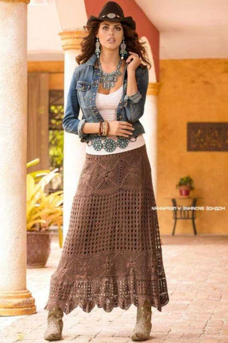 Women&#39;s Skirts Knitted From 100% Cotton Western Boho Long Skirt - Etsy