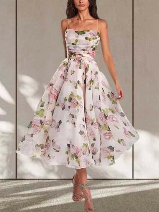 Women&#39;s Wedding Guest Floral All Season Elegant Strapless Dress ...