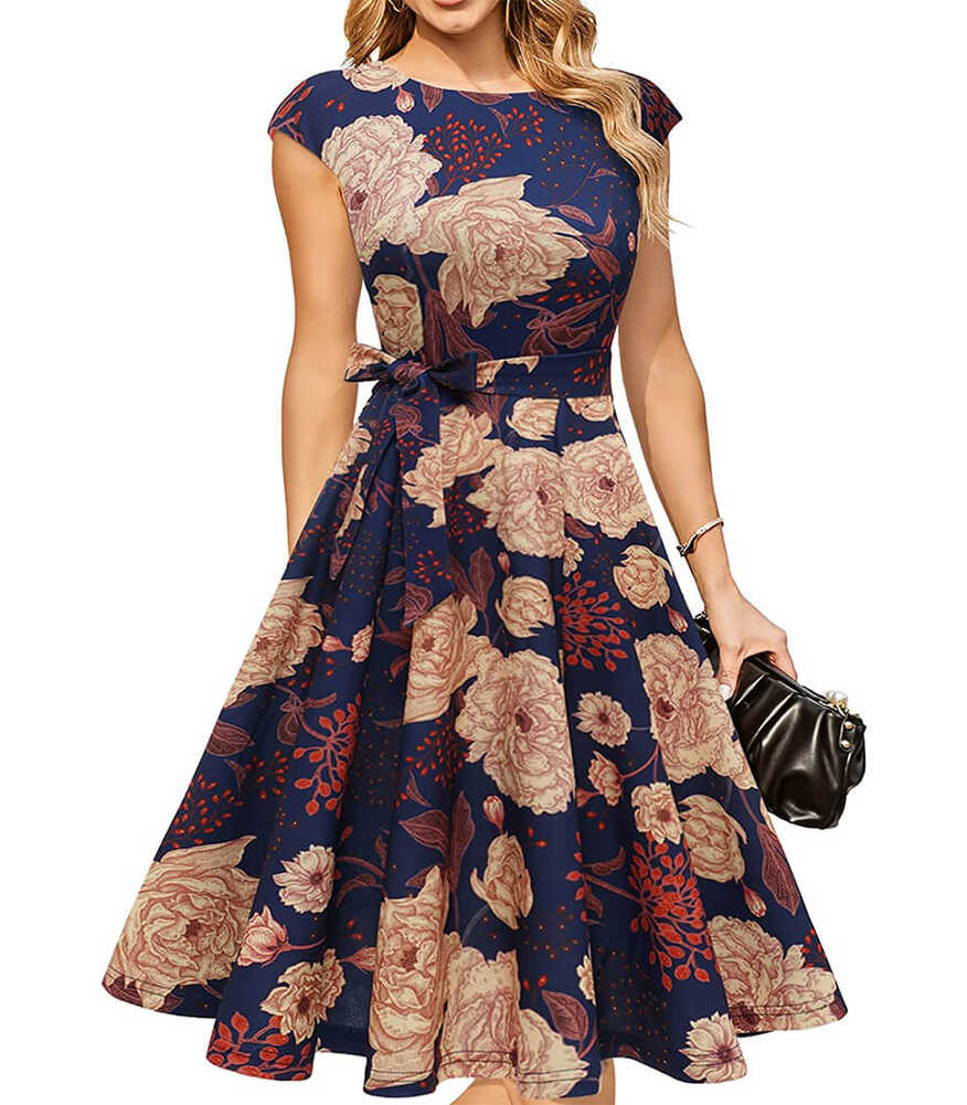 Women Casual Dresses Swing Tea Dress A-Line Midi Party Dress