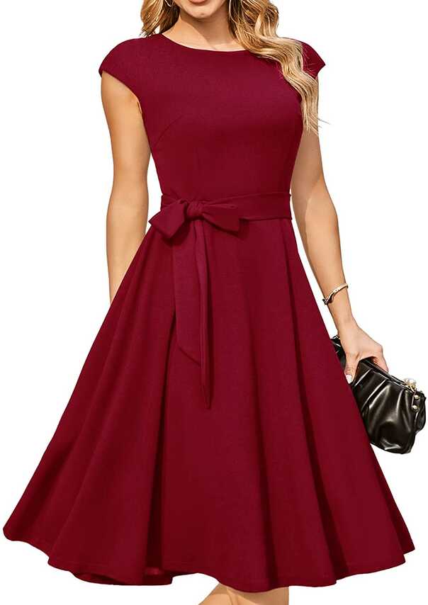 Women Casual Dresses Vintage Cocktail Tea Party Dress A-Line ...