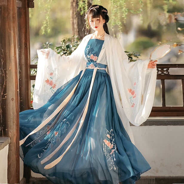 Women Chinese Hanfu Costume Embroidery Tang Dynasty Folk Dance ...