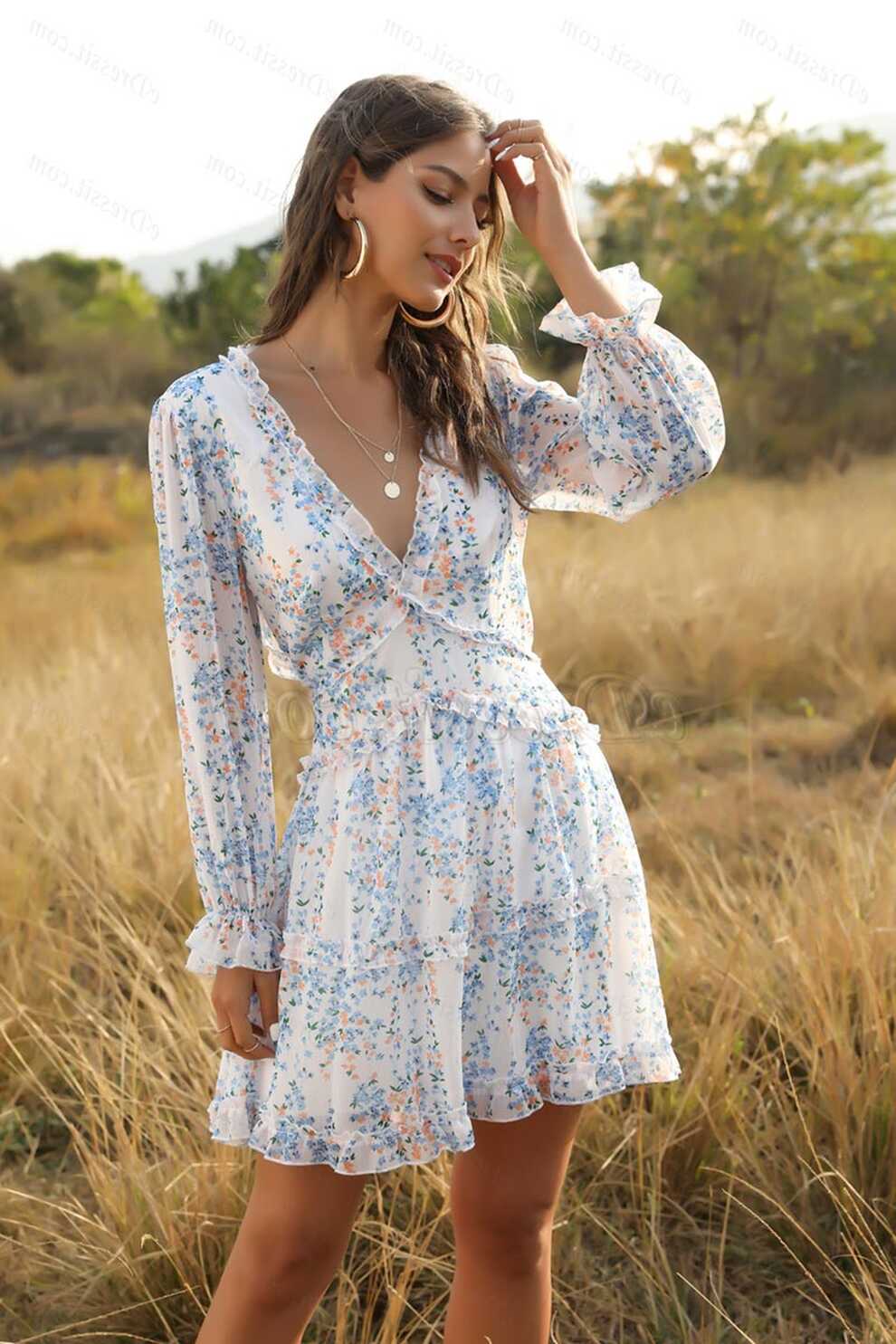 Women Comfort Mini Dress Short Floral Summer Dresses (T061038 ...