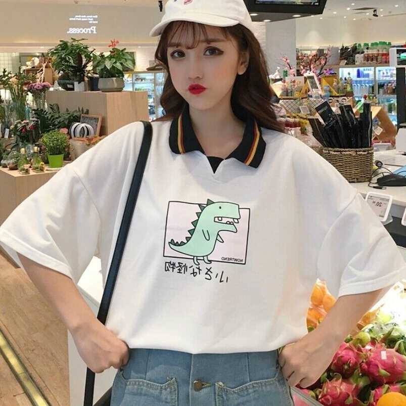 Women Girl Shirt Blouse Cute Graphic Short Sleeve Loose Tops Tee ...