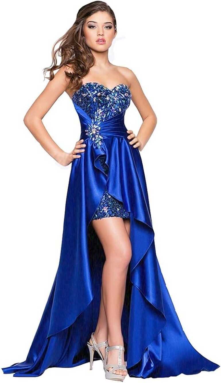 Women Ladies Beaded Front Short Long Back Evening Prom Party ...