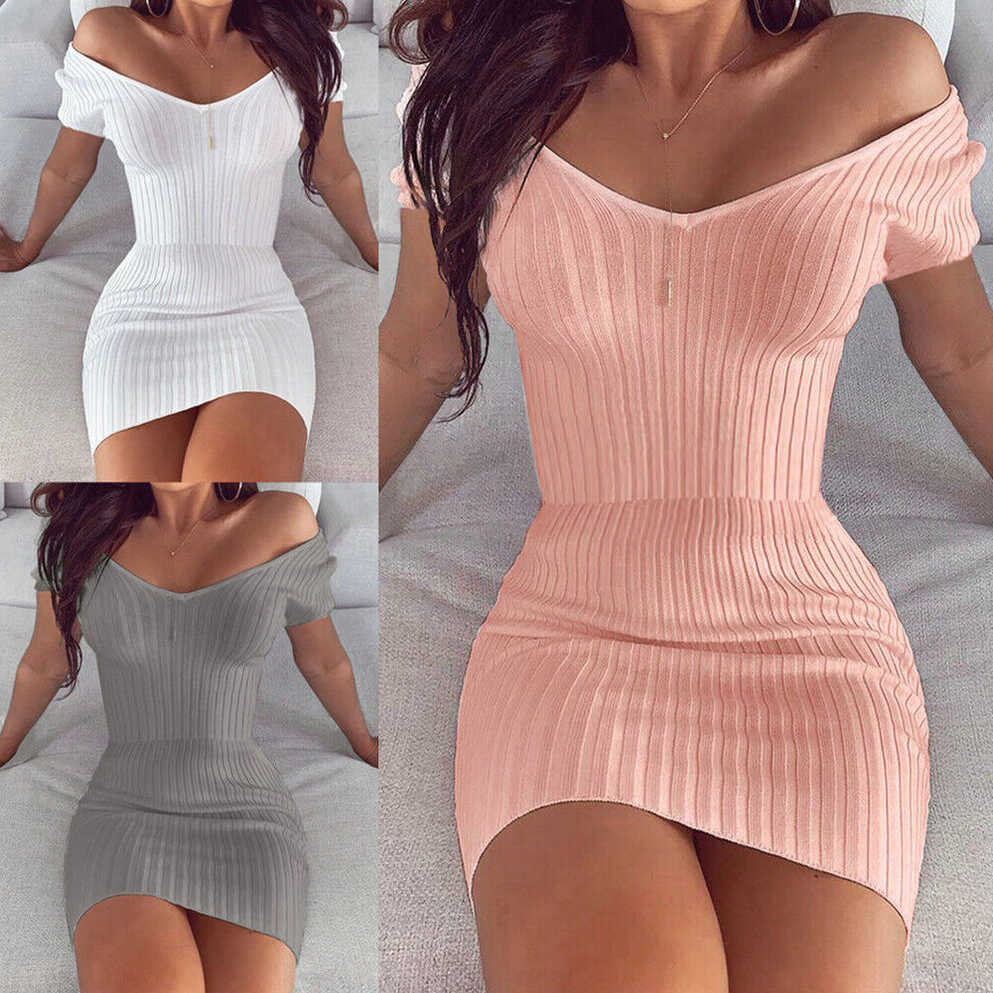 Women Mini Dress Casual Bodycon Short Sleeve Evening Party ...