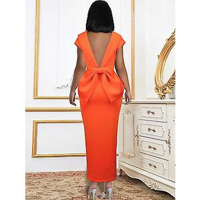 Women Party Dress Sexy Backless Big Bow Short Sleeve Elegant ...