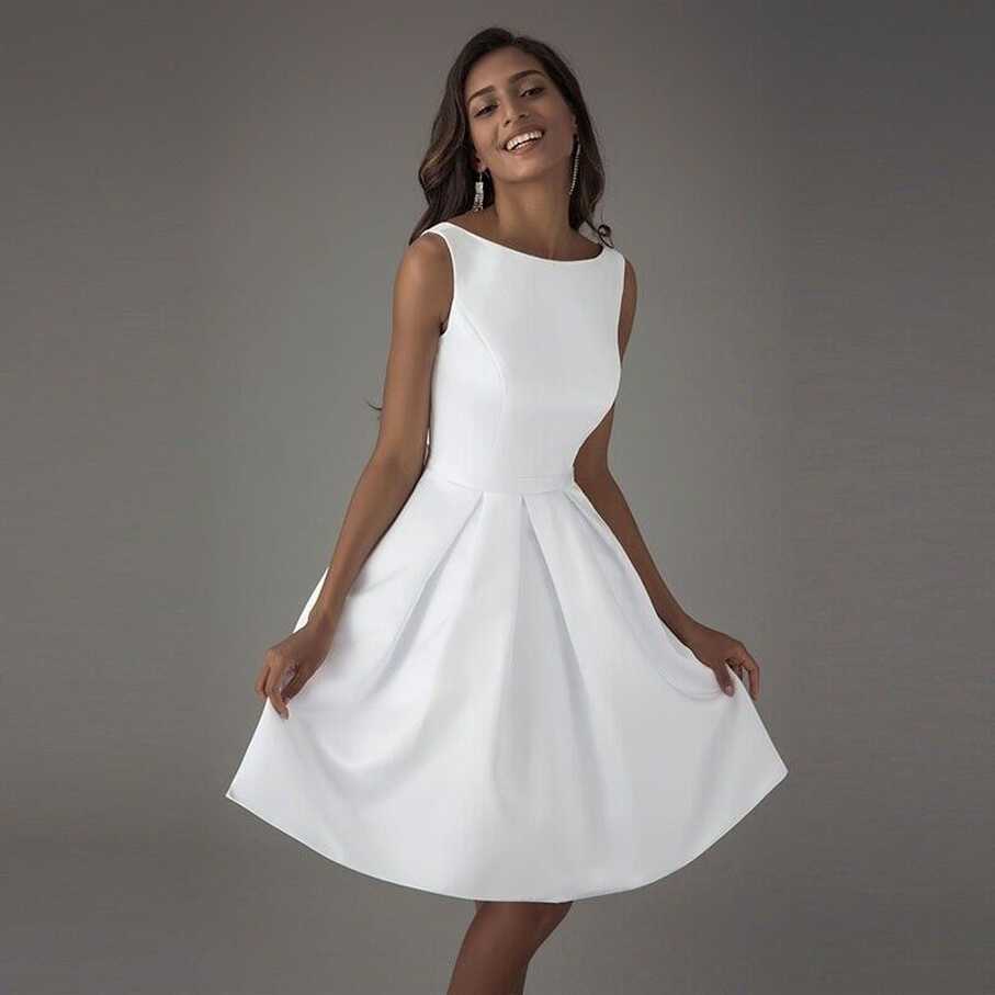 Women S Short Wedding White Dress Evening Backless Dresses Prom ...