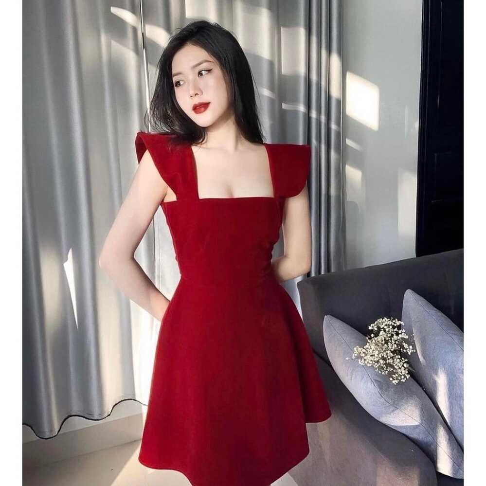 Women Short Sleeve Korean Fashion Red Dress Dinner Wear Christmas ...