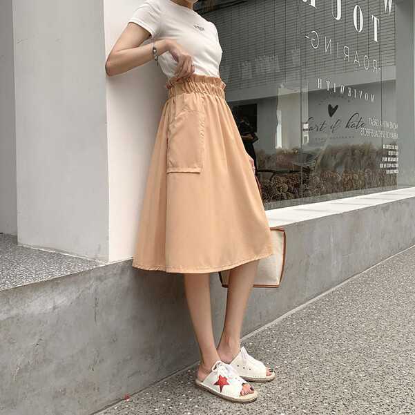 Women Skirt Women Casual Solid Skirts Summer Fashion Lady A-Line ...