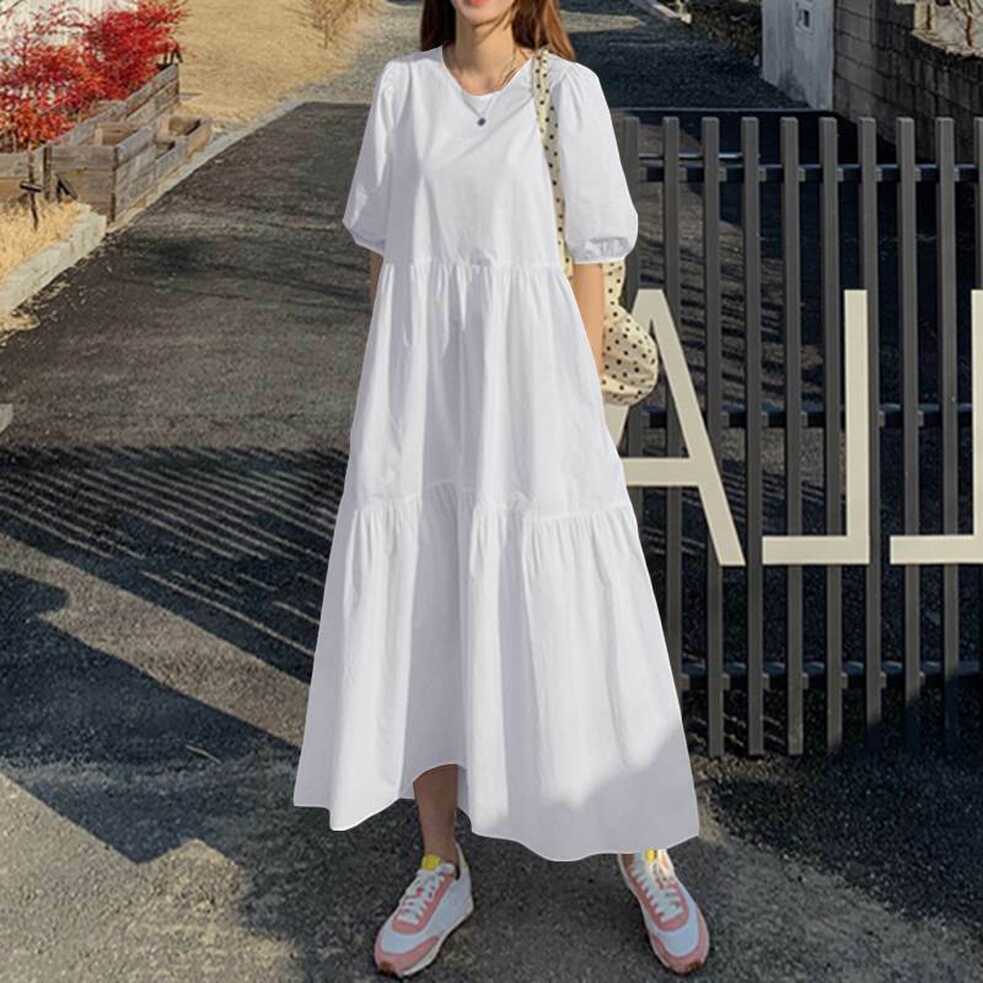 Women Summer Beach Tiered Flare Casual Sundress Gown Long Maxi ...