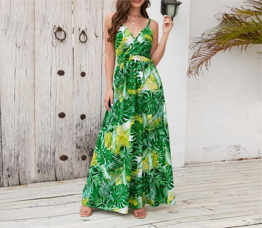 Women Summer Boho Long Maxi Dresses Ladies Floral Print Casual ...