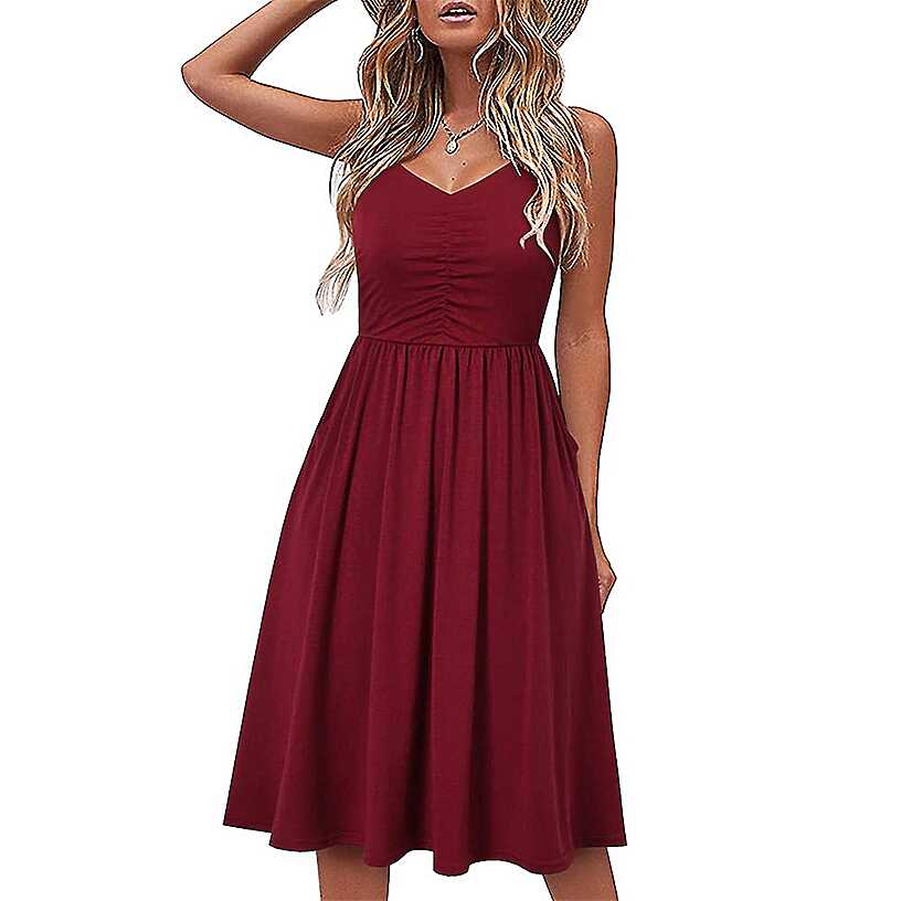 Women Summer Dress A Line Spaghetti Strap Casual Dresses | Fruugo TR