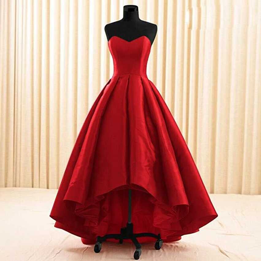 Women Sweetheart Short Front Long Back A Line High Low Prom Dress ...