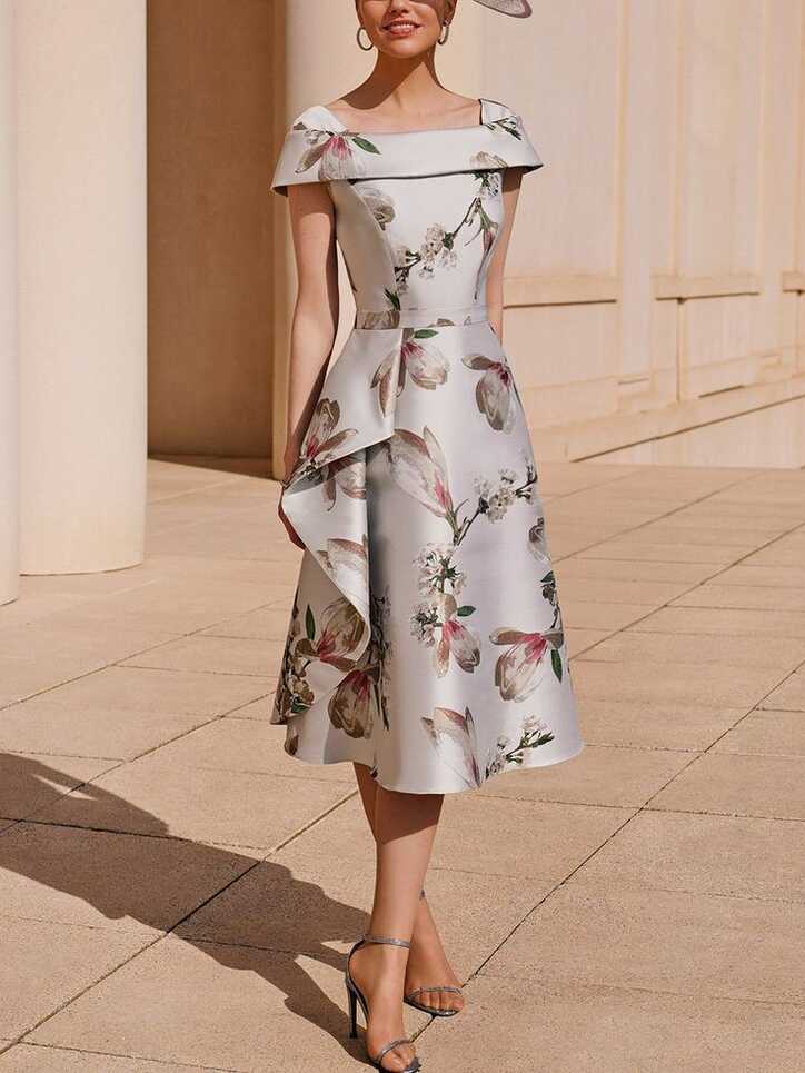 Women Wedding Guest Dresses Floral Tea Party Elegant Daily Midi ...