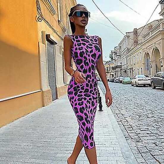 Women summer dress 2022 spring/summer temperament leopard print ...